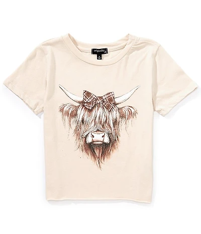 Originality Big Girls Highland Cow Face Cropped Graphic T-Shirt