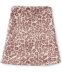 Originality Big Girls Leopard Print Suede Mini Skort