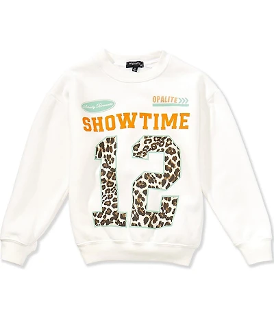 Originality Big Girls Long Sleeve 12 Showtime Leopard Sweatshirt