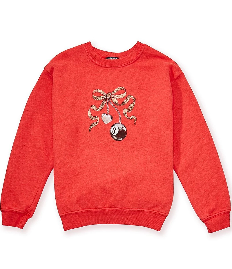 Originality Big Girls Long Sleeve 8-Ball Charm Sweatshirt