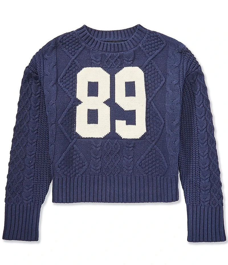 Originality Big Girls Long-Sleeve #double;89#double; Cabled Sweater