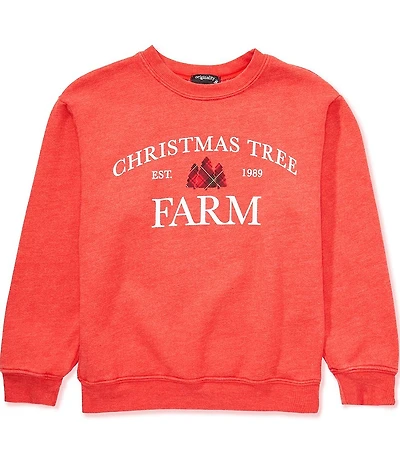 Originality Big Girls Long-Sleeve Christmas Tree Farm Sweatshirt