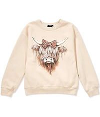 Originality Big Girls Long Sleeve Highland Cow Sweatshirt