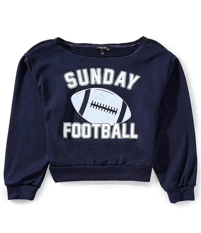 Originality Big Girls Long-Sleeve Off-The-Shoulder Sunday Football Fleece Sweatshirt