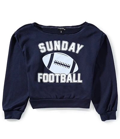 Originality Big Girls Long-Sleeve Off-The-Shoulder Sunday Football Fleece Sweatshirt
