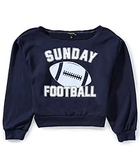 Originality Big Girls Long-Sleeve Off-The-Shoulder Sunday Football Fleece Sweatshirt