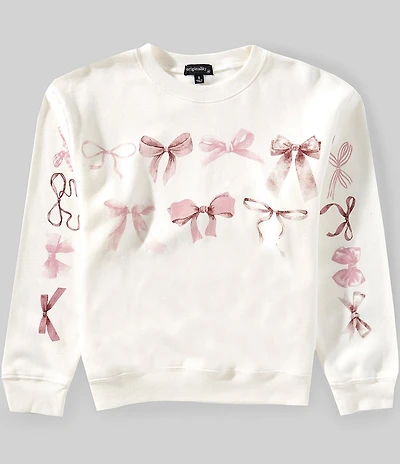 Originality Big Girls Long Sleeve Rows Of Bows Fleece Sweatshirt
