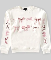 Originality Big Girls Long Sleeve Rows Of Bows Fleece Sweatshirt