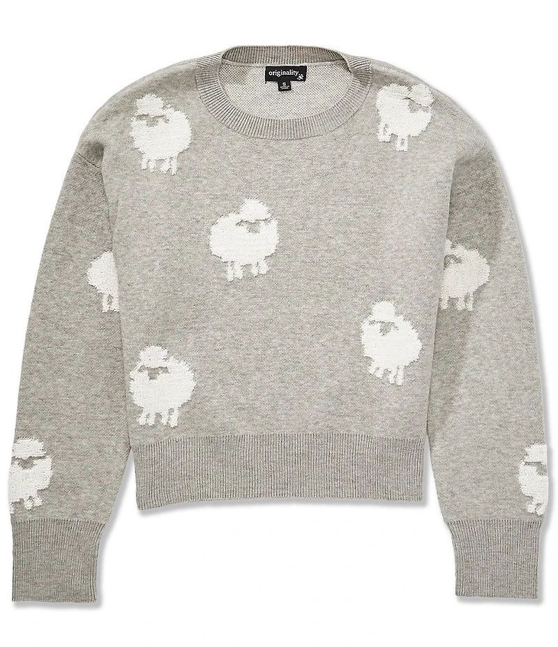 Originality Big Girls Long-Sleeve Sheep-Patterned Sweater