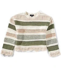 Originality Big Girls Long-Sleeve Striped Sweater