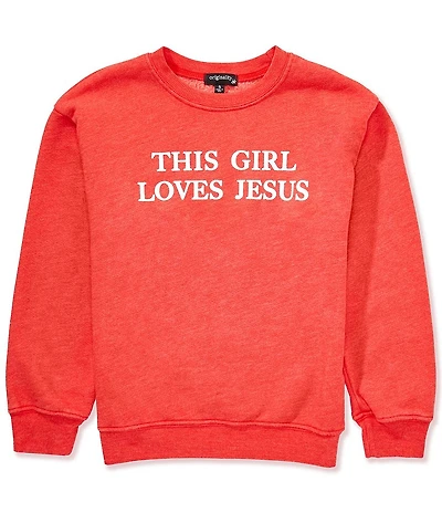Originality Big Girls Long-Sleeve This Girl Loves Jesus Graphic Sweatshirt