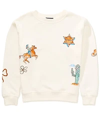 Originality Big Girls Long-Sleeve Western-Doodle-Art Fleece Sweatshirt