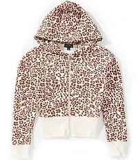 Originality Big Girls Pink Cheetah Zip Hoodie