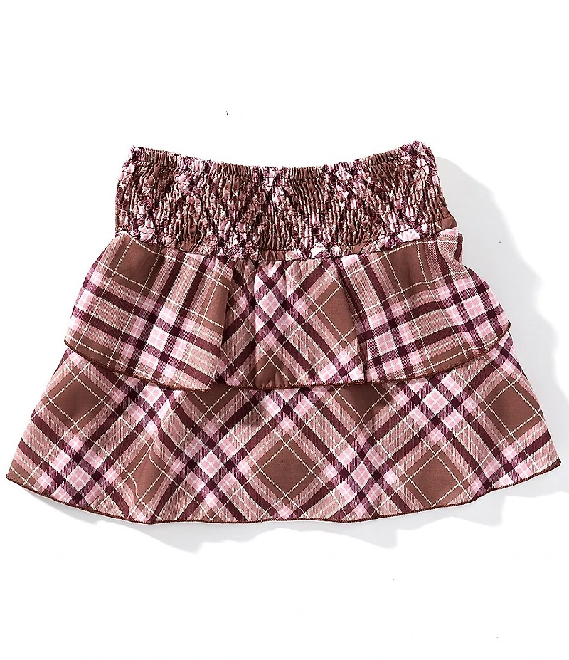 Originality Big Girls Plaid Smocked-Waist Skirt