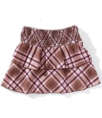 Originality Big Girls Plaid Smocked-Waist Skirt