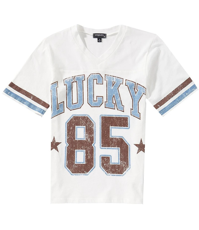 Originality Big Girls Short Sleeve V-Neck Lucky 85 Tee