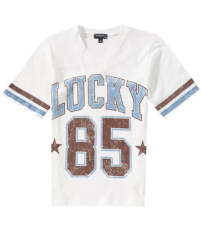 Originality Big Girls Short Sleeve V-Neck Lucky 85 Tee