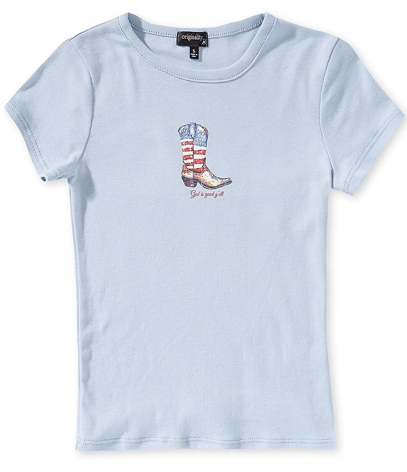 Originality Big Girls Short-Sleeve Americana Cowboy Boot Baby T-Shirt