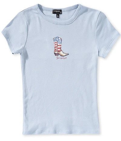 Originality Big Girls Short-Sleeve Americana Cowboy Boot Baby T-Shirt