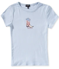 Originality Big Girls Short-Sleeve Americana Cowboy Boot Baby T-Shirt