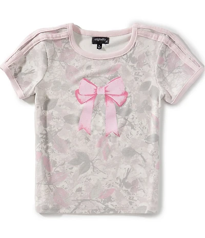 Originality Big Girls Short Sleeve Bow Camo Sporty Baby T-Shirt