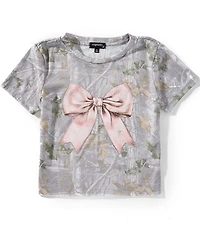 Originality Big Girls Short-Sleeve Camouflage-Printed Bow-Graphic Cropped T-Shirt