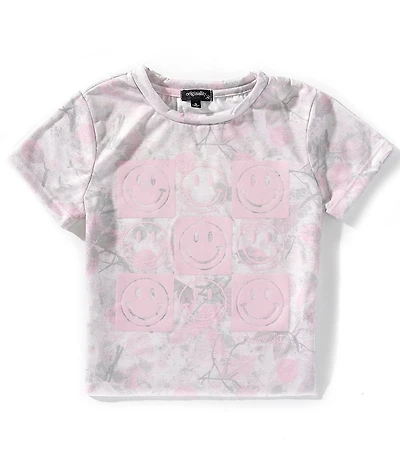 Originality Big Girls Short-Sleeve Camouflage Printed/Checked Smiley Face Graphic T-Shirt