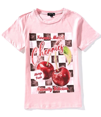 Originality Big Girls Short-Sleeve Cherries/Checkered Printed T-Shirt