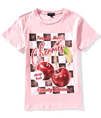 Originality Big Girls Short-Sleeve Cherries/Checkered Printed T-Shirt