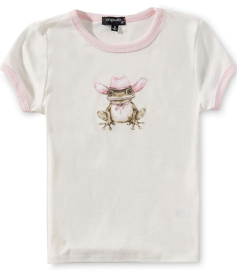 Originality Big Girls Short Sleeve Cowboy Frog Ringer T-Shirt