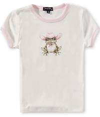 Originality Big Girls Short Sleeve Cowboy Frog Ringer T-Shirt