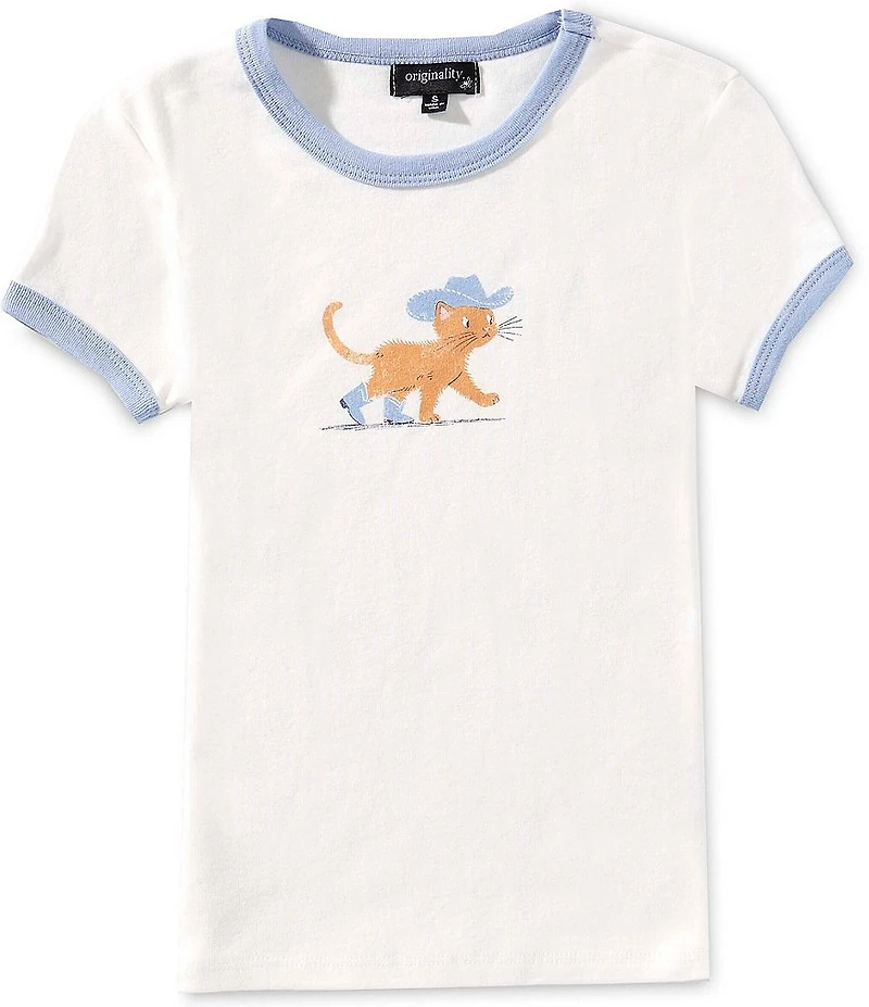 Originality Big Girls Short-Sleeve Cowboy Kitty T-Shirt