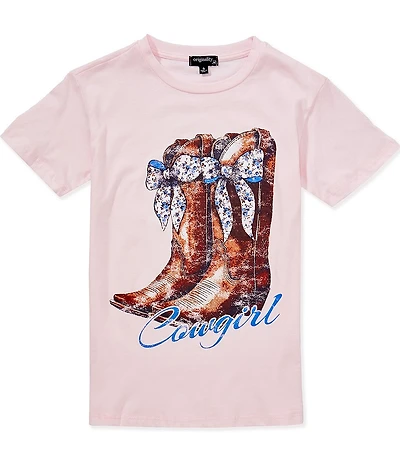 Originality Big Girls Short-Sleeve Cowgirl Boots Graphic Oversized T-Shirt