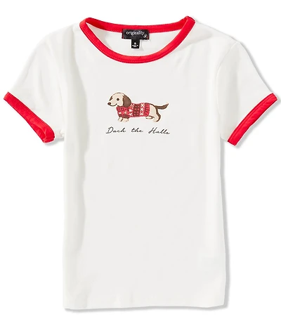 Originality Big Girls Short-Sleeve Dachshund Christmas T-Shirt