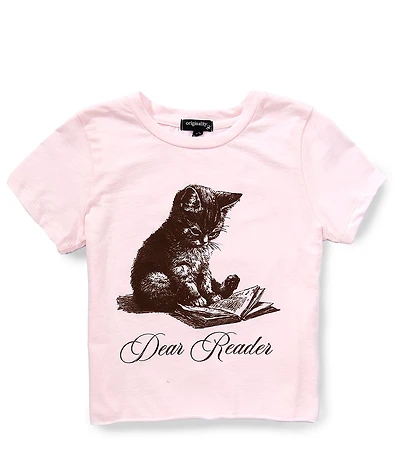 Originality Big Girls Short Sleeve Dear Reader Cat Cropped T-Shirt