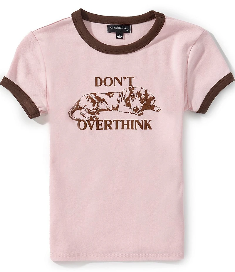 Originality Big Girls Short Sleeve Don't Overthink Ringer Tee