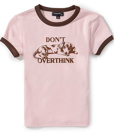Originality Big Girls Short Sleeve Don't Overthink Ringer Tee