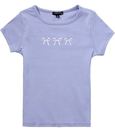 Originality Big Girls Short Sleeve Embroidered Bows Baby T-Shirt