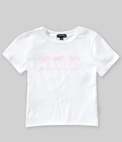 Originality Big Girls Short Sleeve Faith Over Fear Bows Graphic T-Shirt