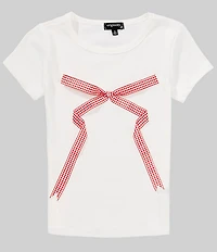Originality Big Girls Short-Sleeve Gingham-Bow-Accented Baby T-Shirt