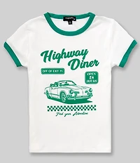 Originality Big Girls Short Sleeve Highway Diner Ringer T-Shirt