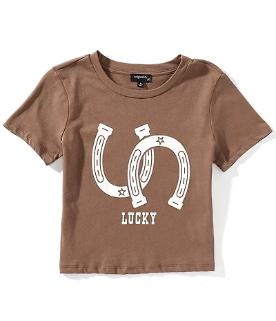 Originality Big Girls Short-Sleeve Horseshoes Cropped T-Shirt