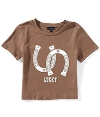 Originality Big Girls Short-Sleeve Horseshoes Cropped T-Shirt
