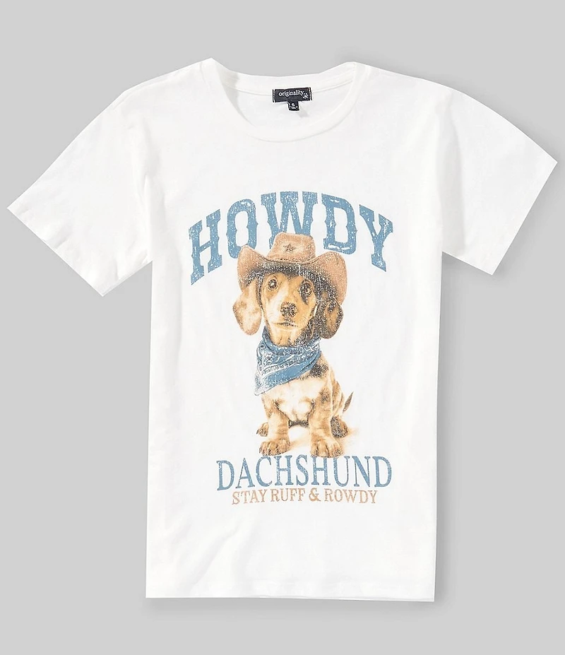 Originality Big Girls Short Sleeve Howdy Dachshund Crop Tee