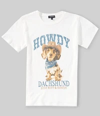 Originality Big Girls Short Sleeve Howdy Dachshund Crop Tee