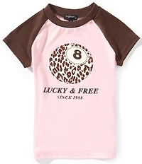 Originality Big Girls Short Sleeve Lucky & Free 8 Ball Raglan Tee