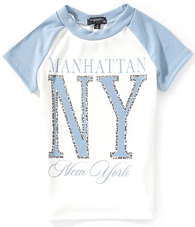Originality Big Girls Short Sleeve Manhattan NY Raglan Tee