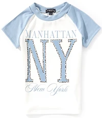 Originality Big Girls Short Sleeve Manhattan NY Raglan Tee