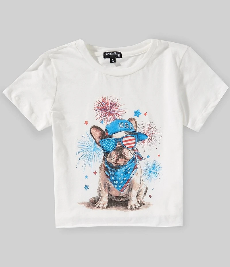 Originality Big Girls Short-Sleeve Patriotic Bulldog T-Shirt