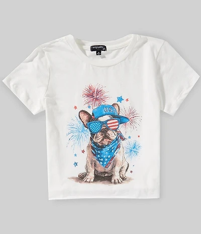 Originality Big Girls Short-Sleeve Patriotic Bulldog T-Shirt
